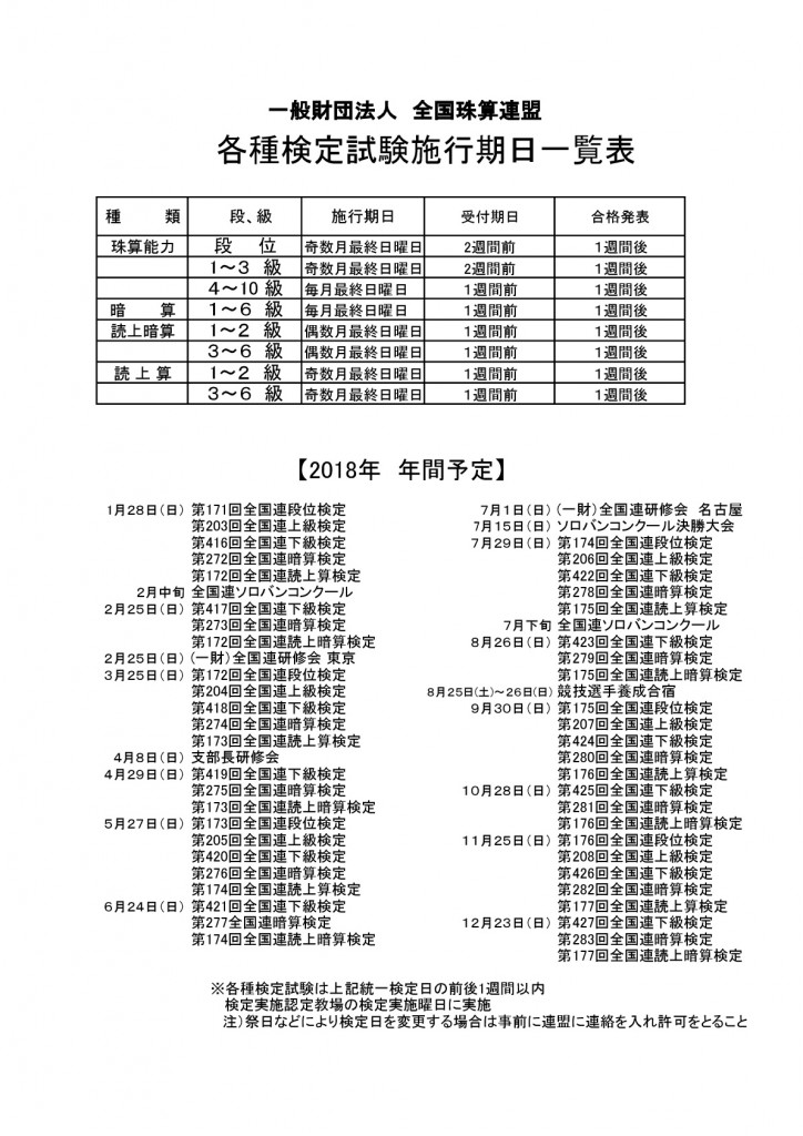 2018年検定試験施行期日一覧表2-001